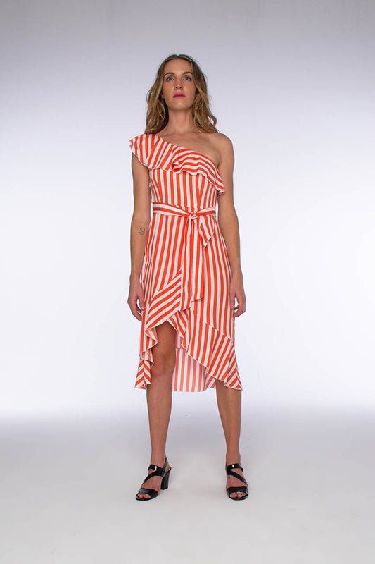 Striped Asymmetrical Dress