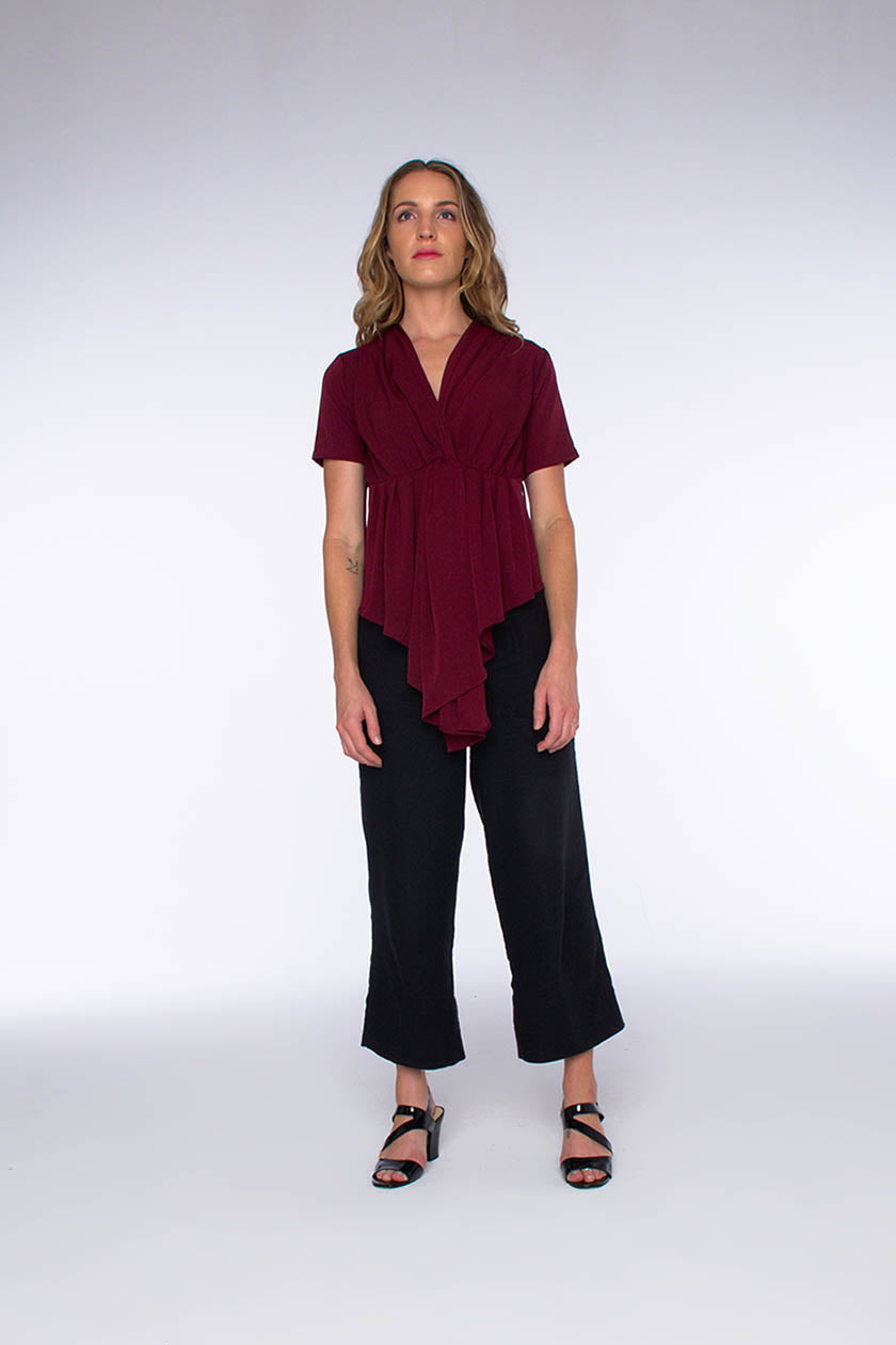 V-Neck Top with Loose Sleeves