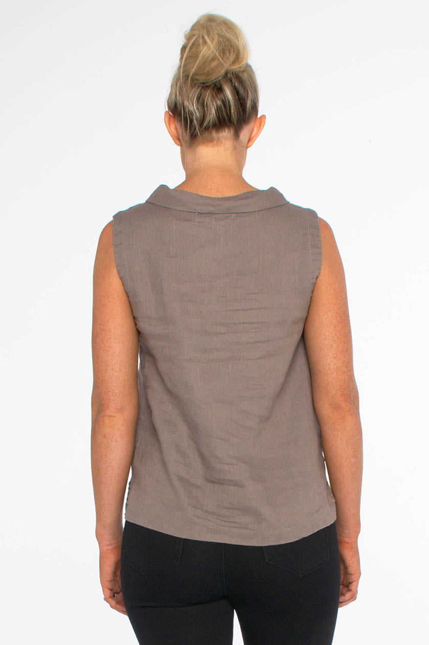 Luxe Linen Sleeveless Top- Taupe